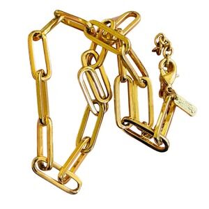 Melinda Maria gold Necklace paper clip chain gold tone Designer Classic Rare 18"